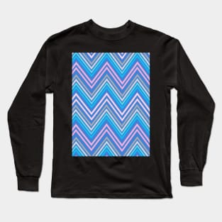 Periwinkle Blue Pink and Gray Chevron Abstract Pattern Long Sleeve T-Shirt